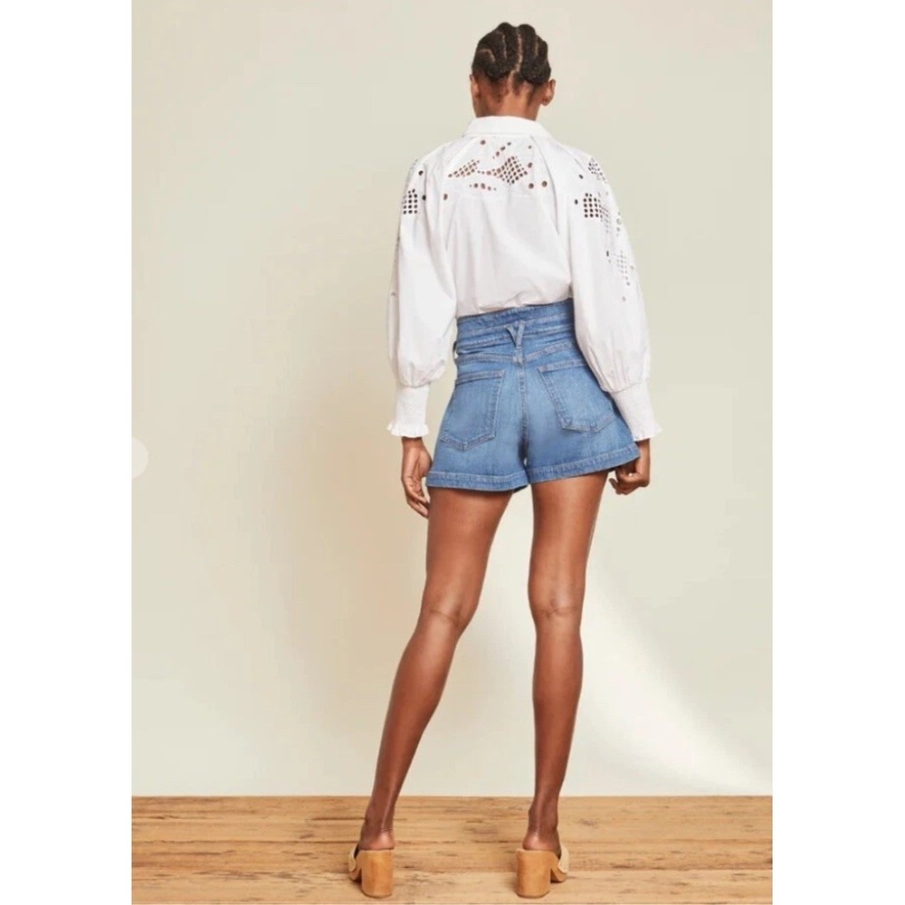 VERONICA BEARD Jaylen High Rise Jean Shorts Blue Denim Size 28 - Picture 3 of 16